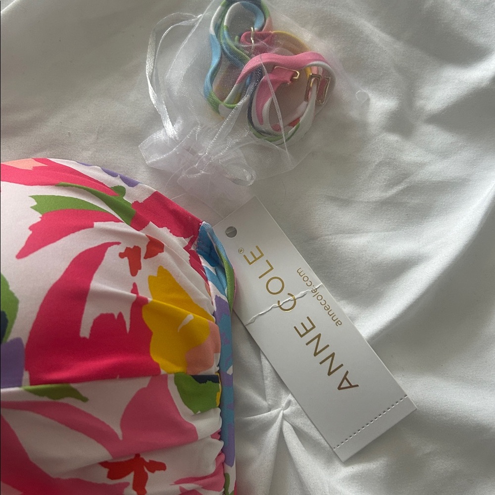 Anne Cole Floral One Piece - Pink, Yellow, Green, Blue - Picture 3 of 3